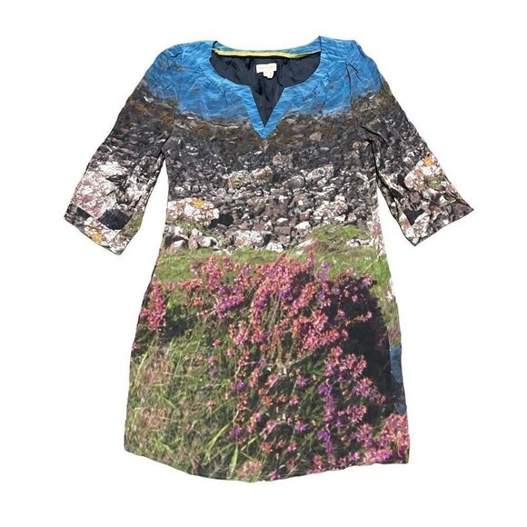 Meadow Rue Anthropologie Scotland Landscape Silk Dress - Picture 1 of 7